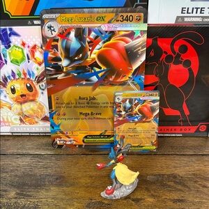 Pokemon Mega Lucario EX 012 Promo Cards and Mini Figure
